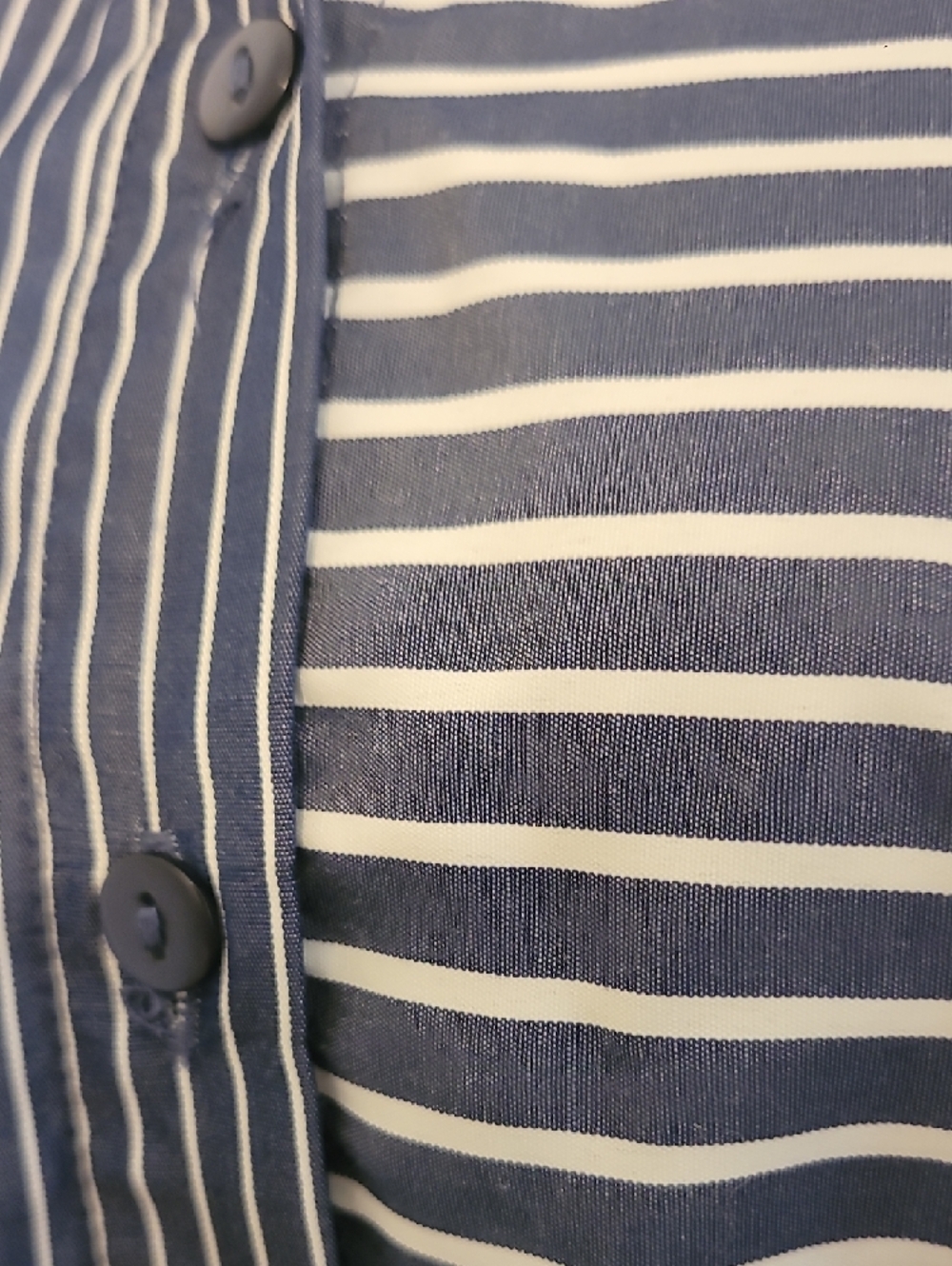 Unique Spectrum Navy & White Striped Tie-Front Button Blouse - Picture 3 of 5